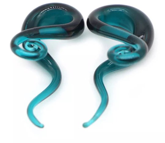 Glass Snake Curl Ear Hangers | Spiral Tapers - DustyJewelz