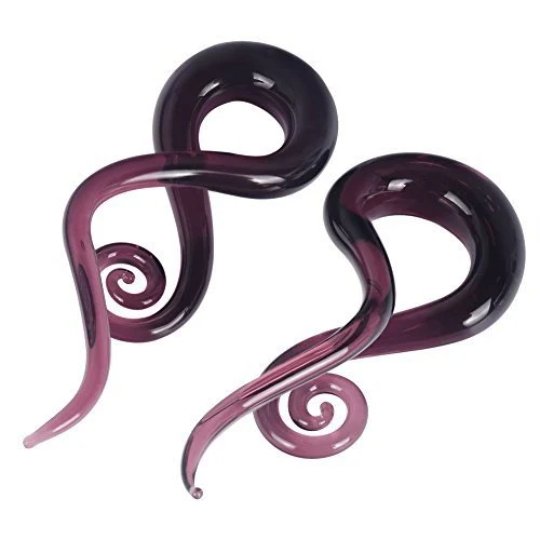 Glass Snake Curl Ear Hangers | Spiral Tapers - DustyJewelz