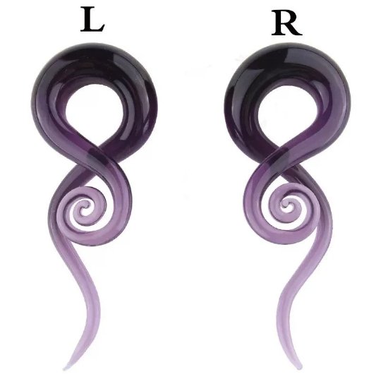 Glass Snake Curl Ear Hangers | Spiral Tapers - DustyJewelz