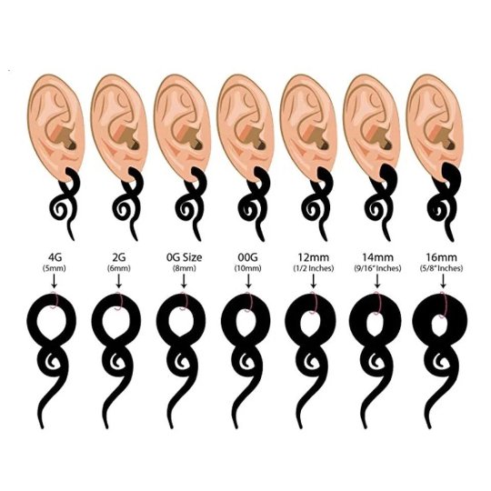 Glass Snake Curl Ear Hangers | Spiral Tapers - DustyJewelz