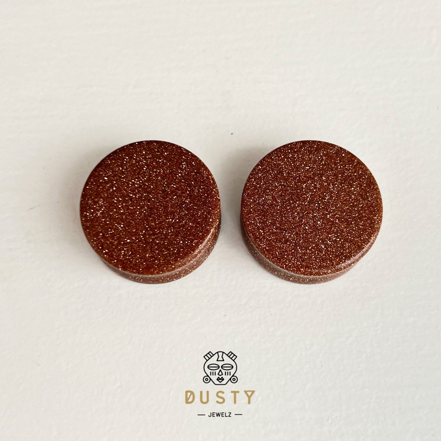 Gold Sand Stone Plugs | Double Flare - DustyJewelz