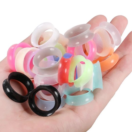Gray Silicone Ear Skins | Flexible Tunnels - DustyJewelz