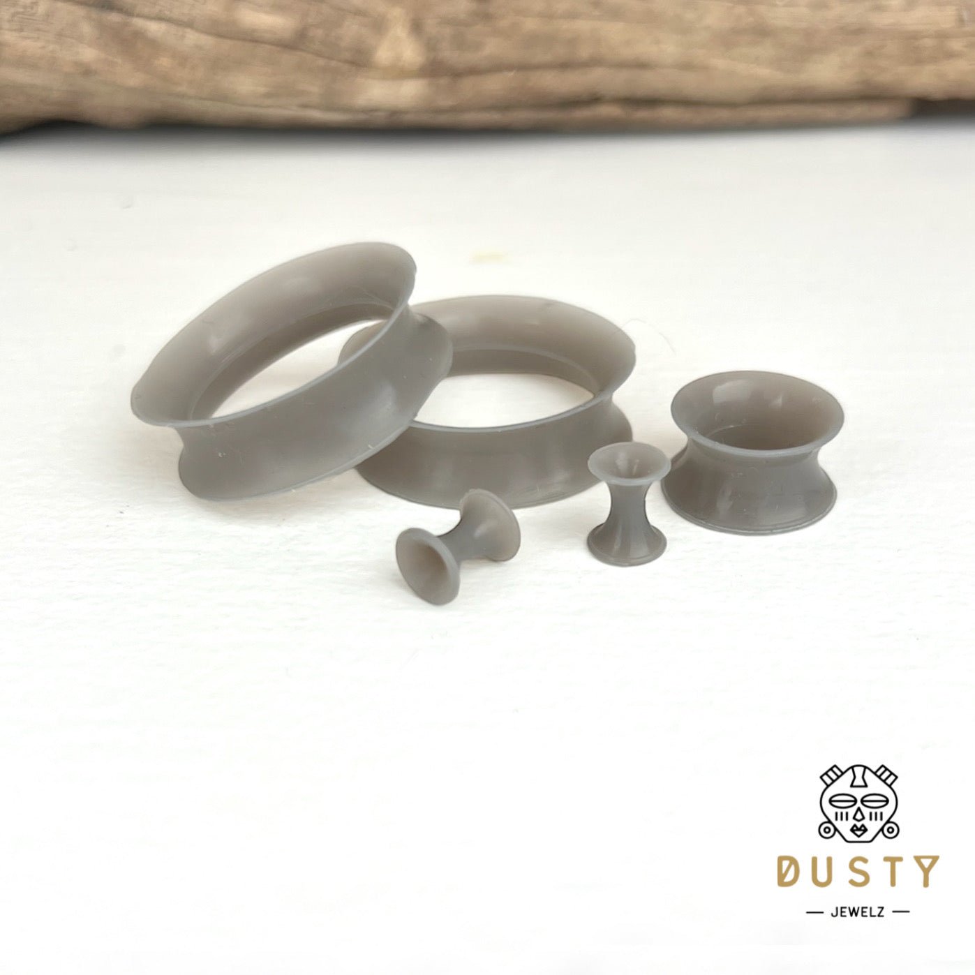 Gray Silicone Ear Skins | Flexible Tunnels - DustyJewelz