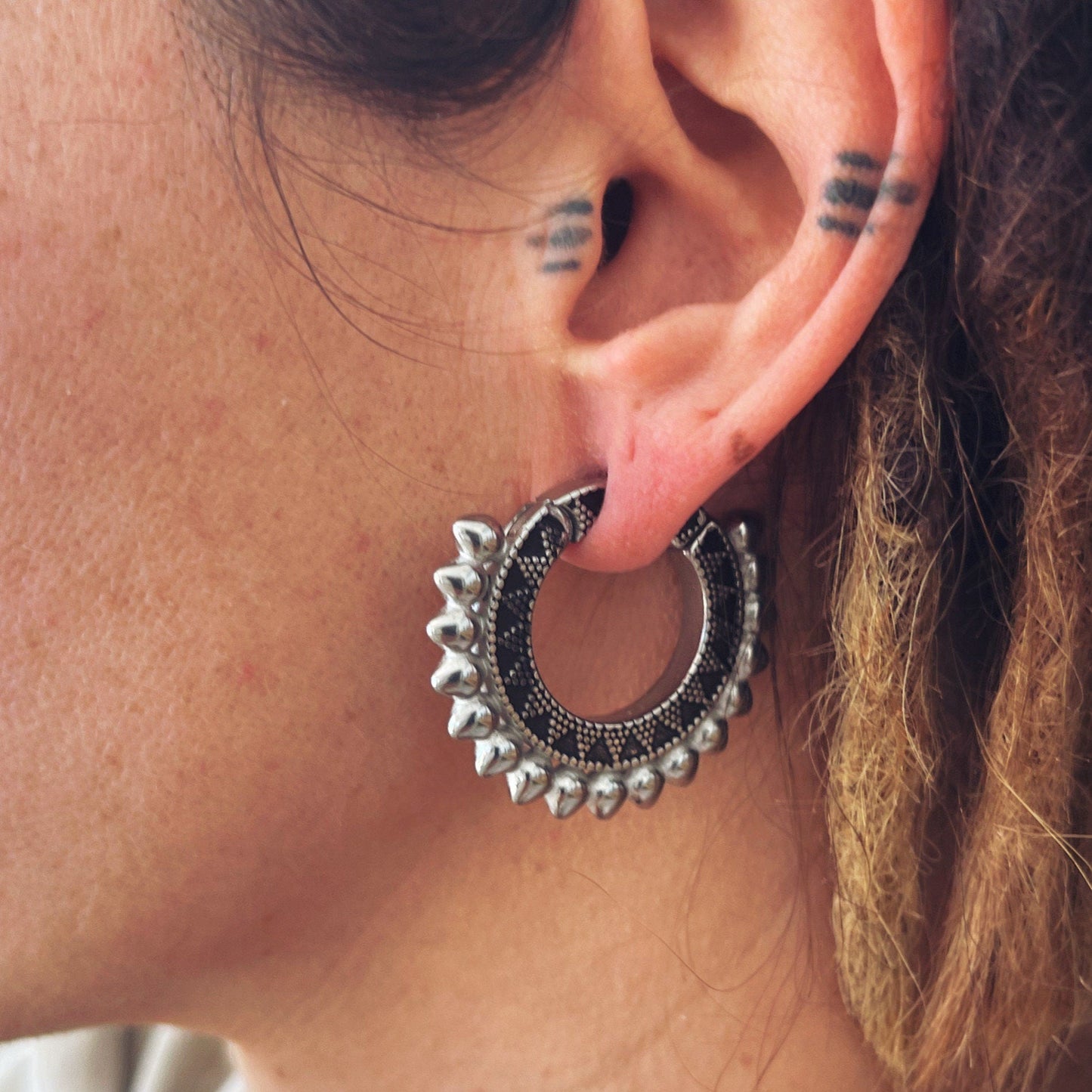 Gypsy Circle Ear Weight | Antique Lobe Hangers - DustyJewelz
