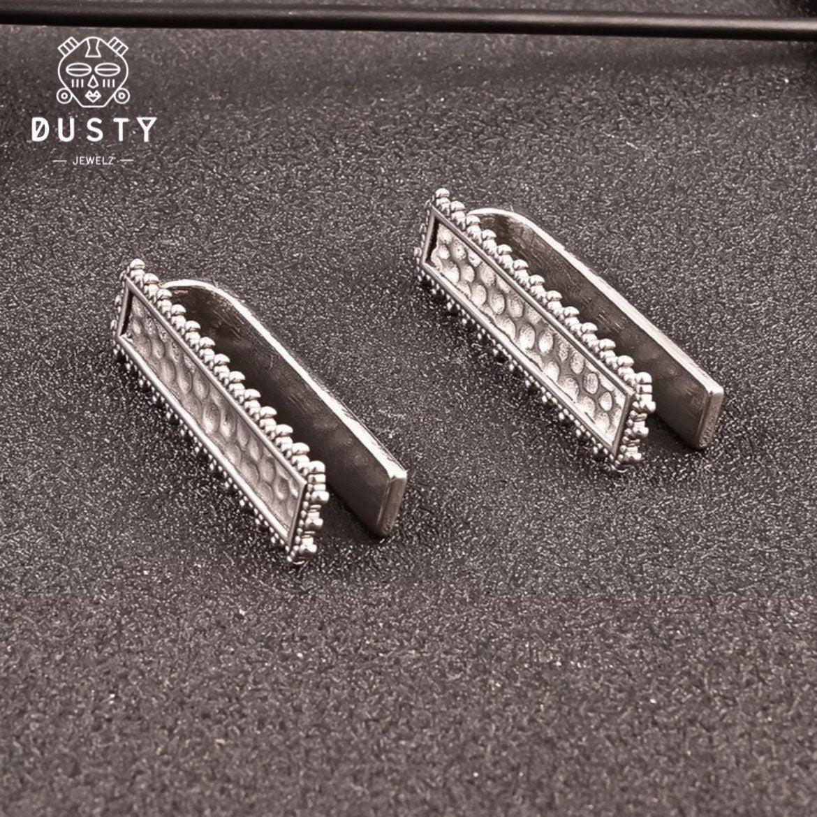 Hammered Bar Ear Weights | Lobe Hangers - DustyJewelz