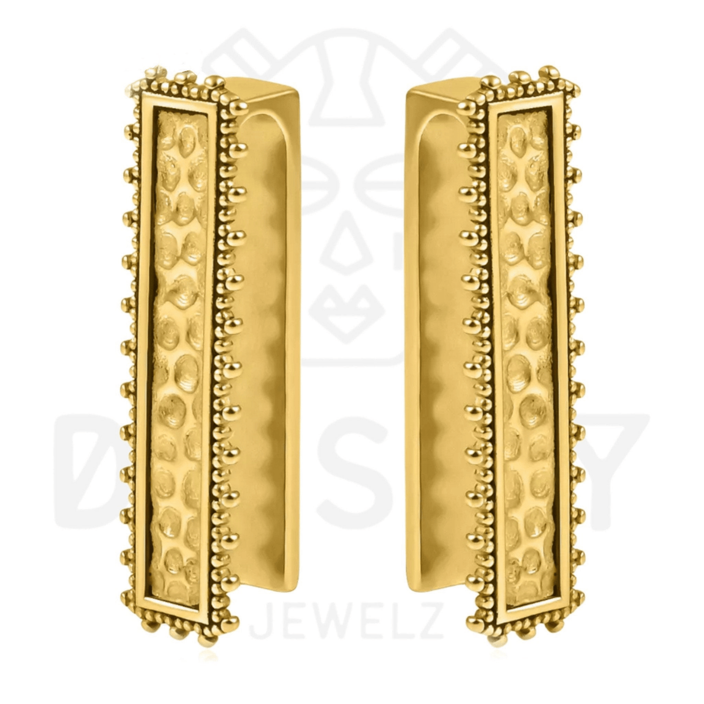 Hammered Bar Ear Weights | Lobe Hangers - DustyJewelz