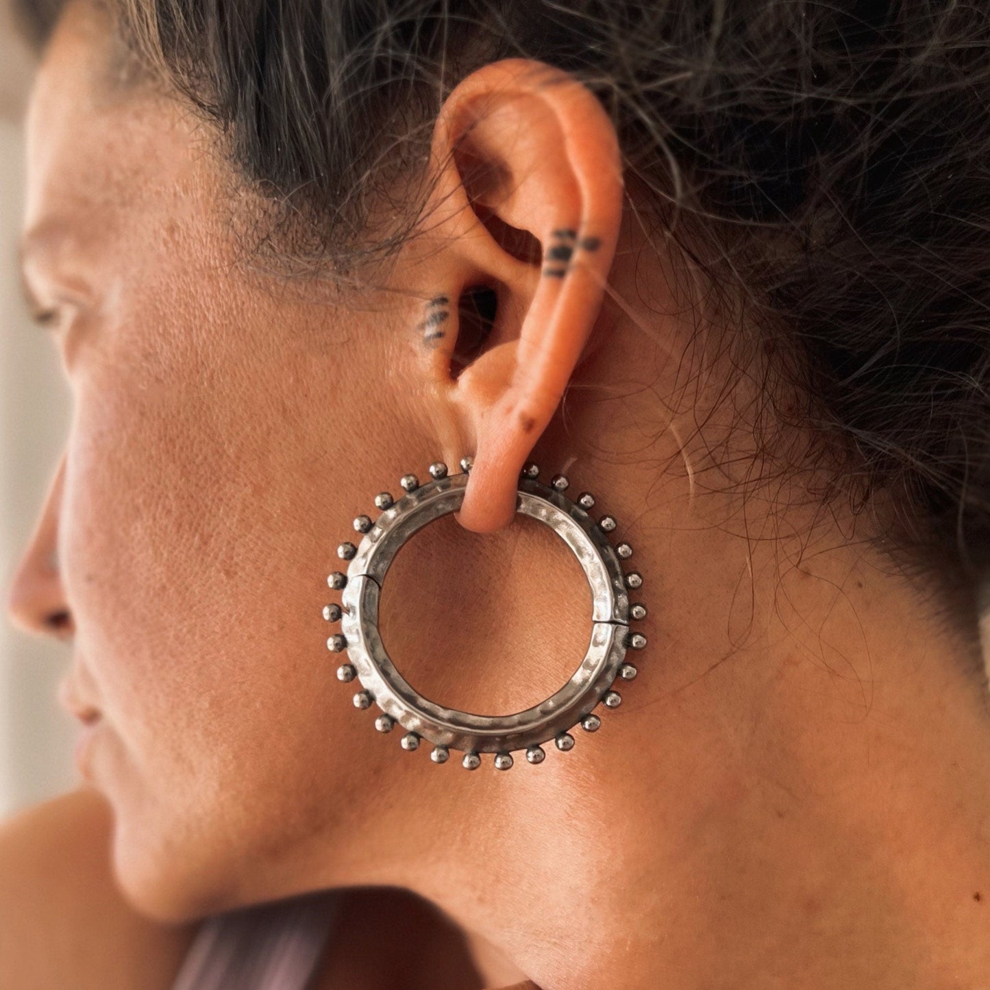 Hammered Hoop Ear Weights - DustyJewelz