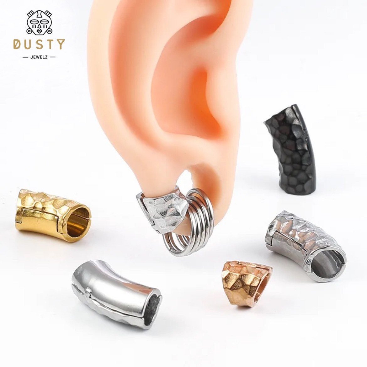 Hammered Lobe Clips | Ear Hangers | 4 Sizes - DustyJewelz