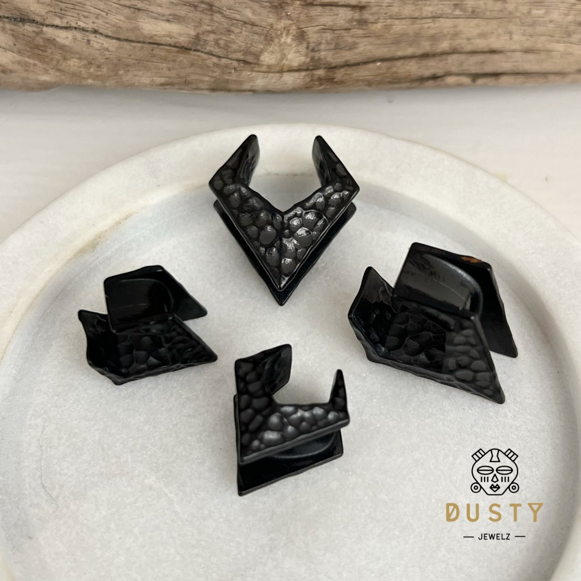 Hammered Triangle Saddle Spreader Plugs - DustyJewelz