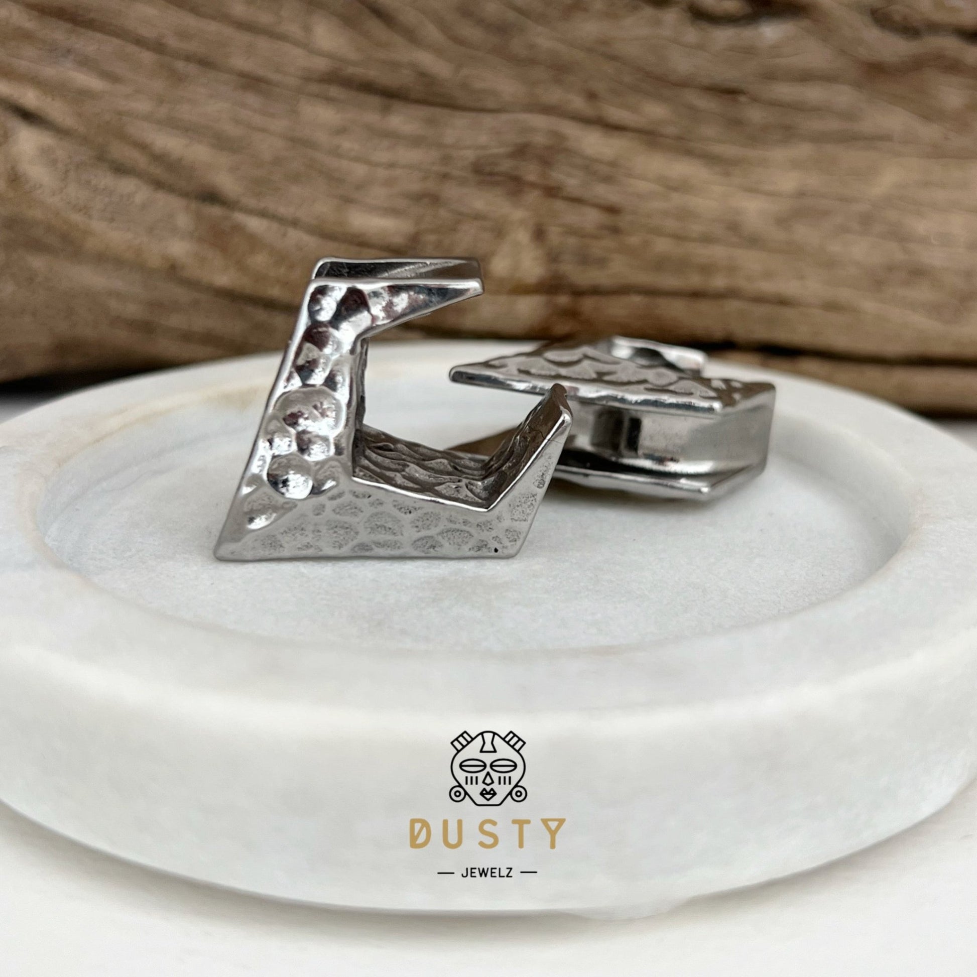 Hammered Triangle Saddle Spreader Plugs - DustyJewelz