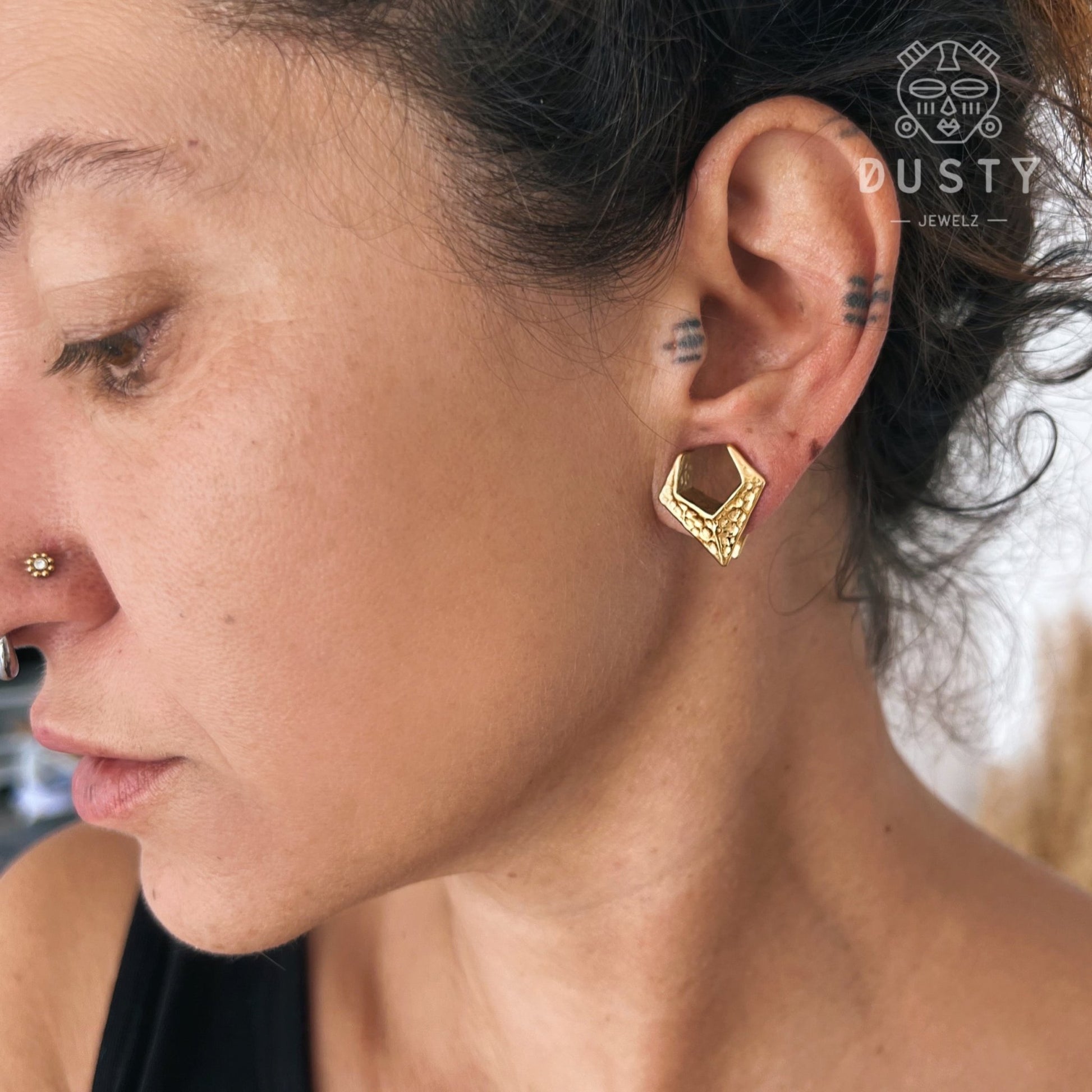 Hammered Triangle Saddle Spreader Plugs - DustyJewelz