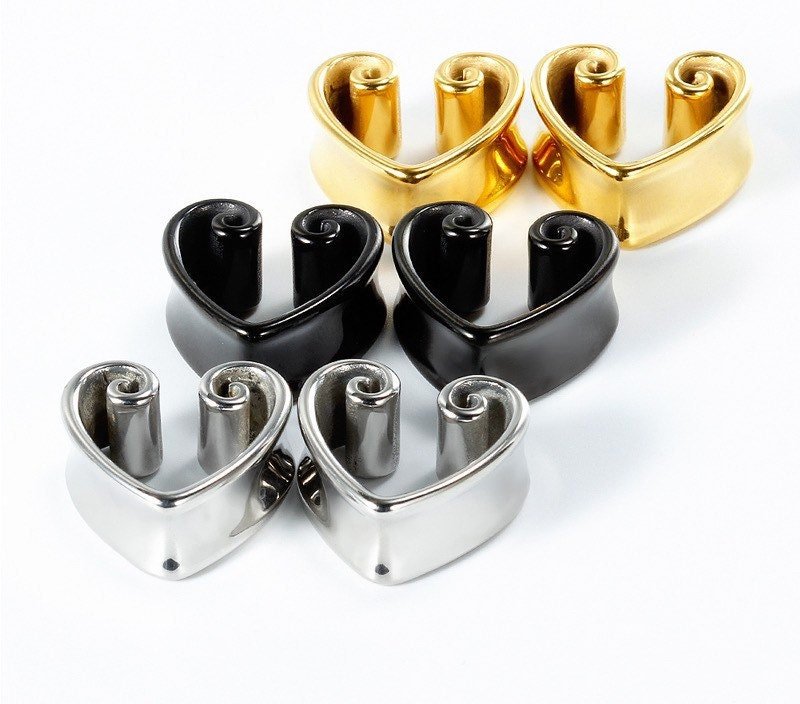 Heart Ear Saddle Spreaders | Stainless Steel Lobe Hangers - DustyJewelz