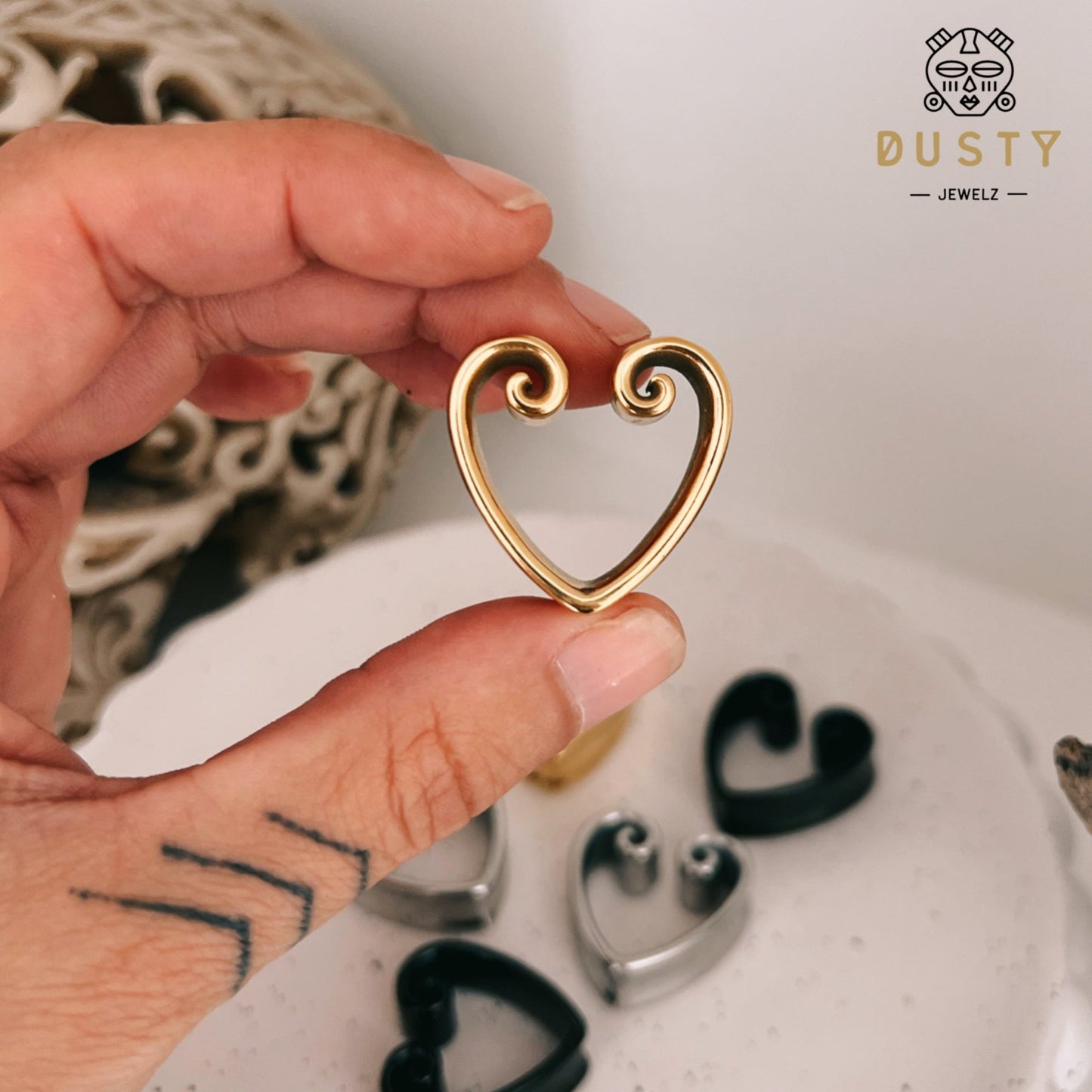 Heart Ear Saddle Spreaders | Stainless Steel Lobe Hangers - DustyJewelz