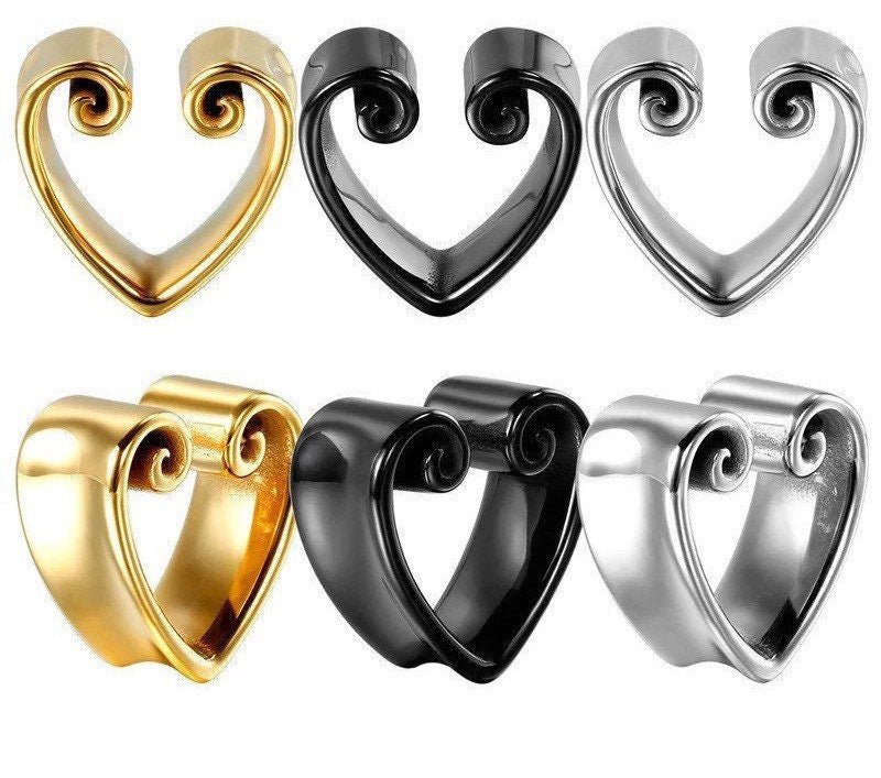 Heart Ear Saddle Spreaders | Stainless Steel Lobe Hangers - DustyJewelz
