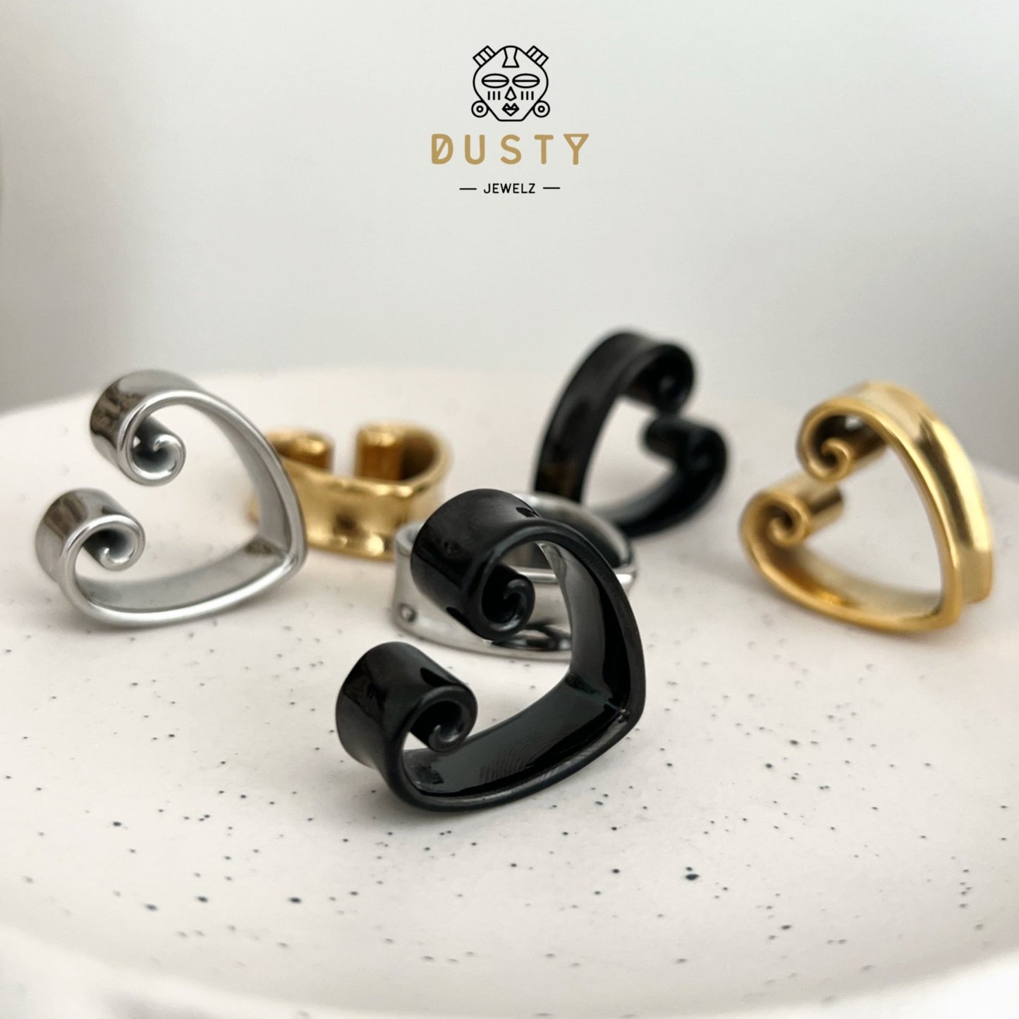 Heart Ear Saddle Spreaders | Stainless Steel Lobe Hangers - DustyJewelz