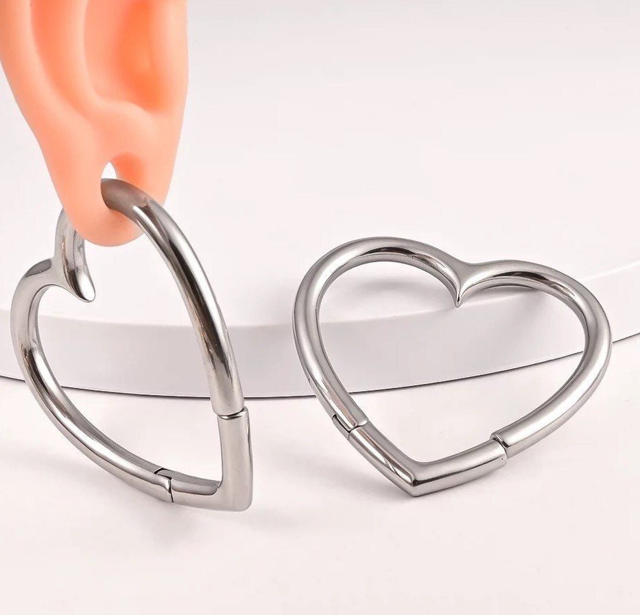 Heart Hoop Ear Weights - DustyJewelz
