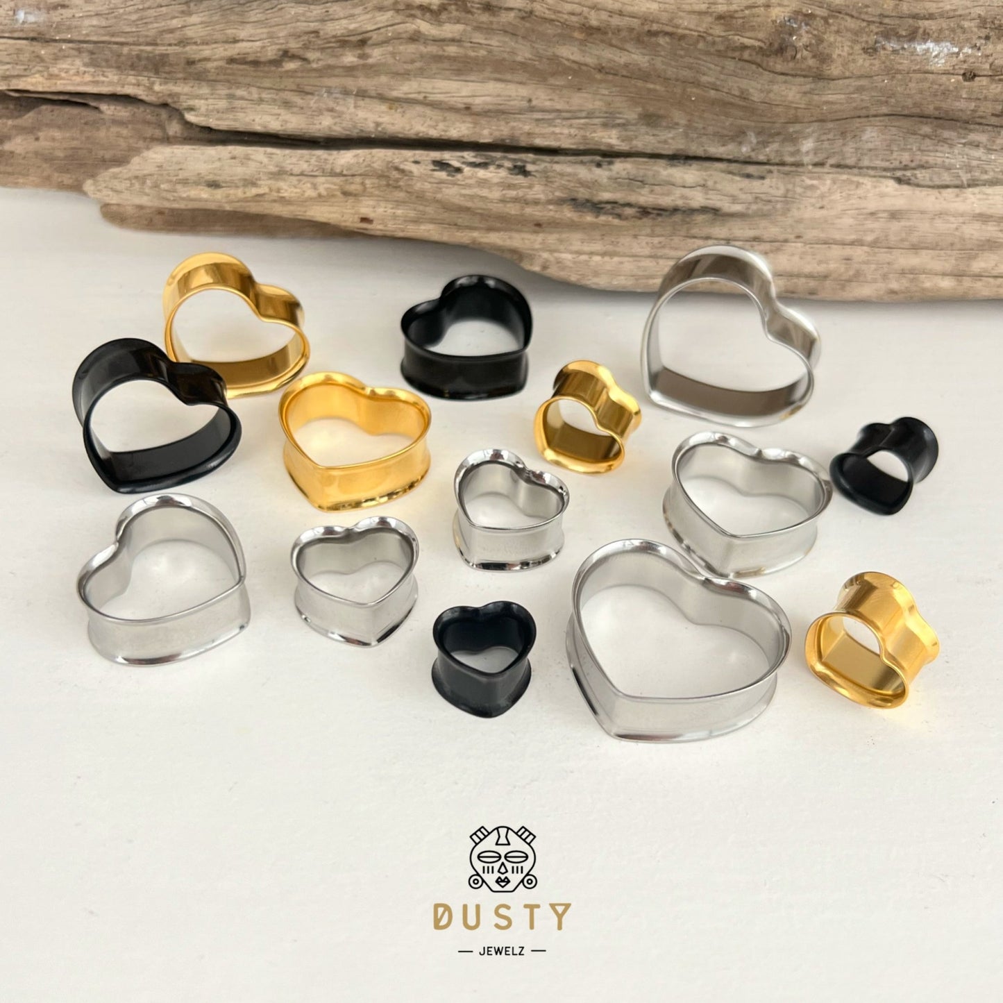 Heart Shaped Eyelets | Double Flared - DustyJewelz