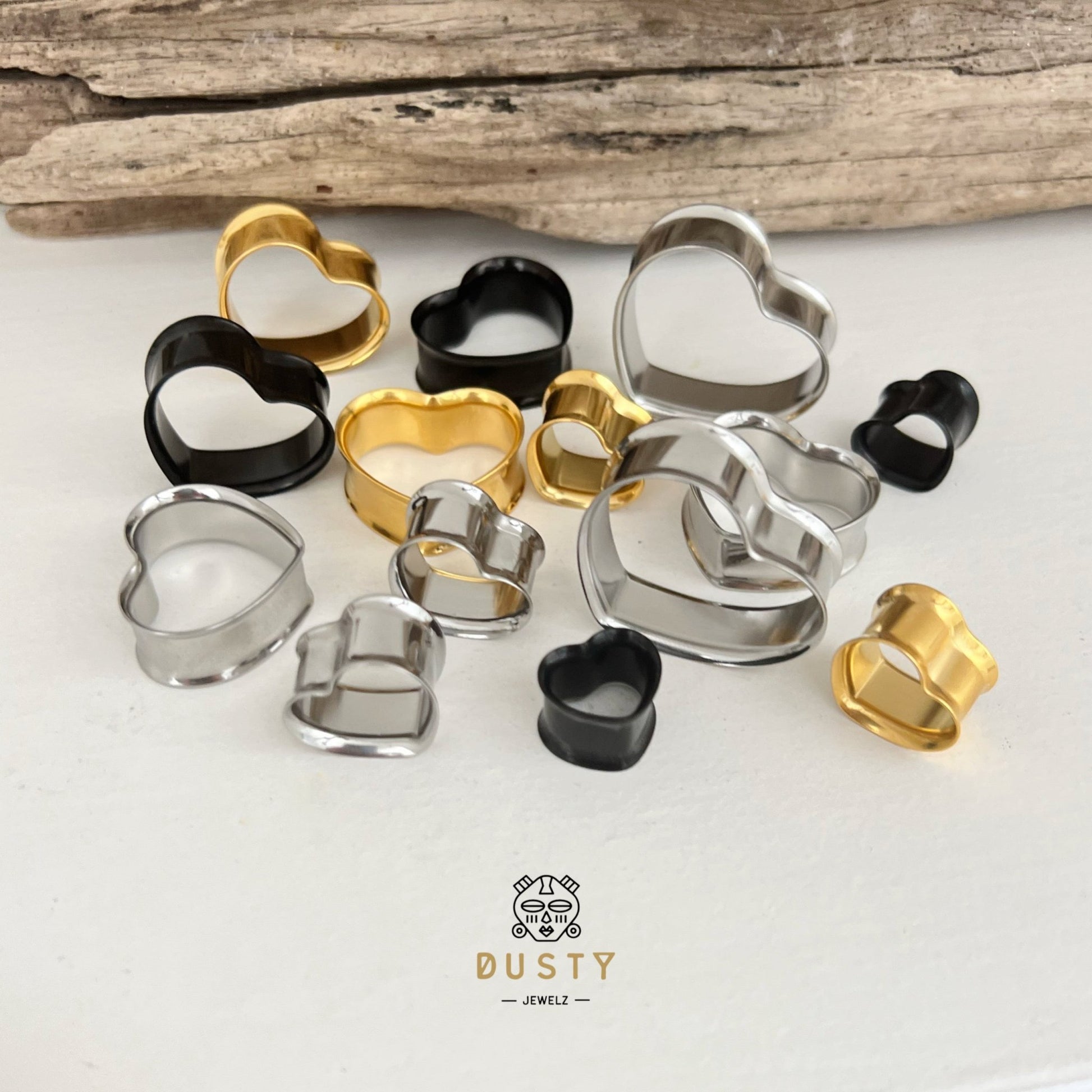 Heart Shaped Eyelets | Double Flared - DustyJewelz