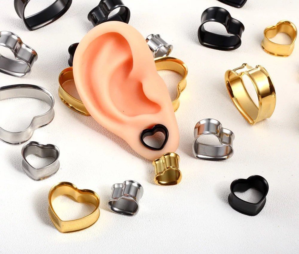 Heart Shaped Eyelets | Double Flared - DustyJewelz