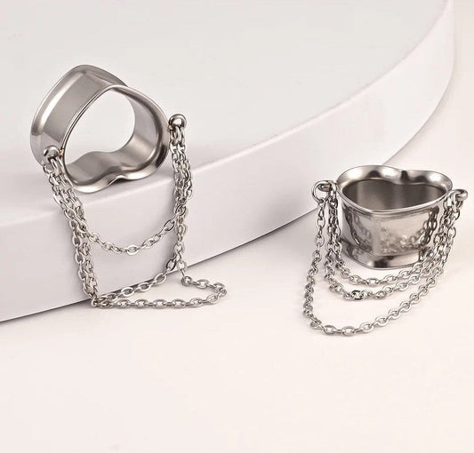 Heart Triple Chain Eyelets - DustyJewelz