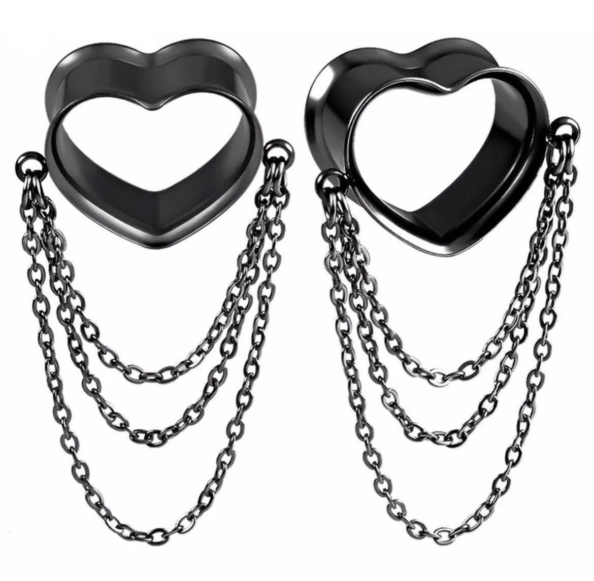 Heart Triple Chain Eyelets - DustyJewelz