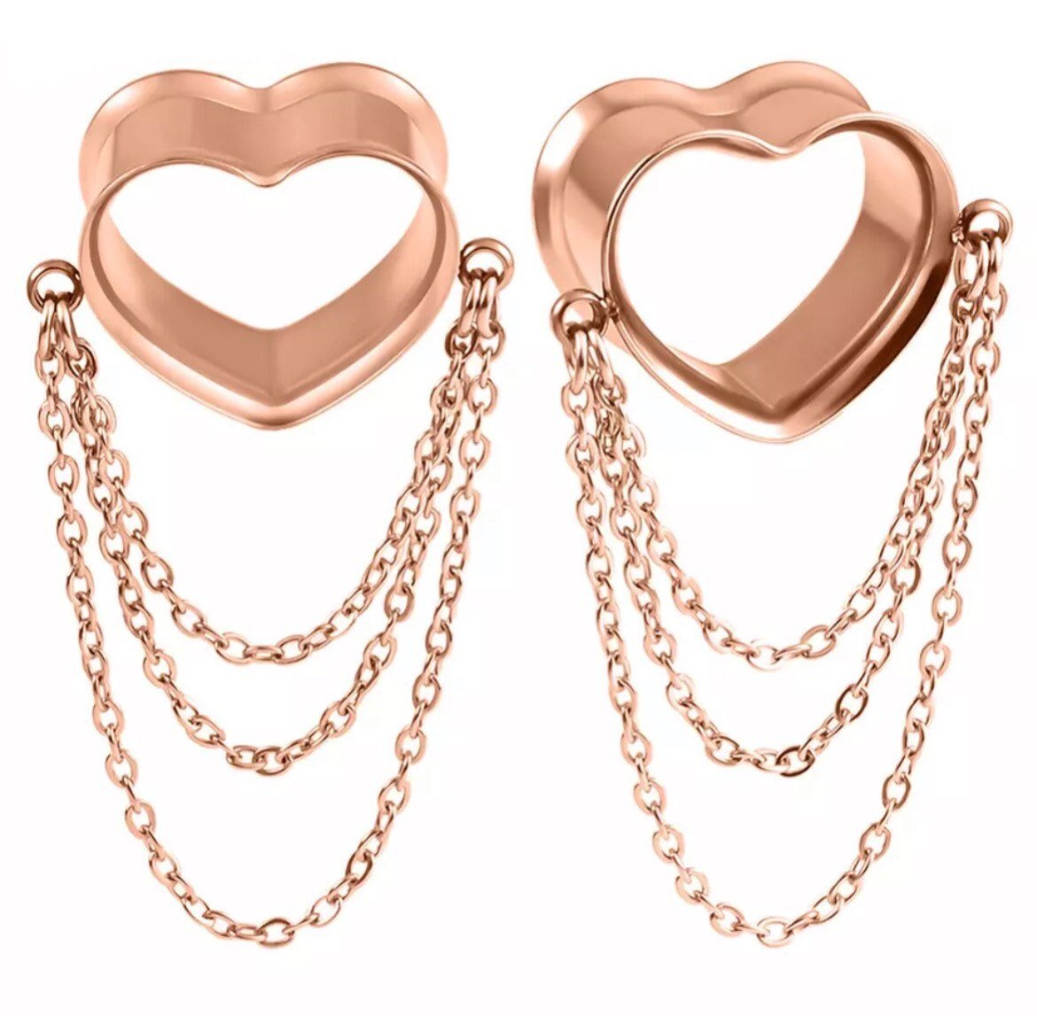 Heart Triple Chain Eyelets - DustyJewelz