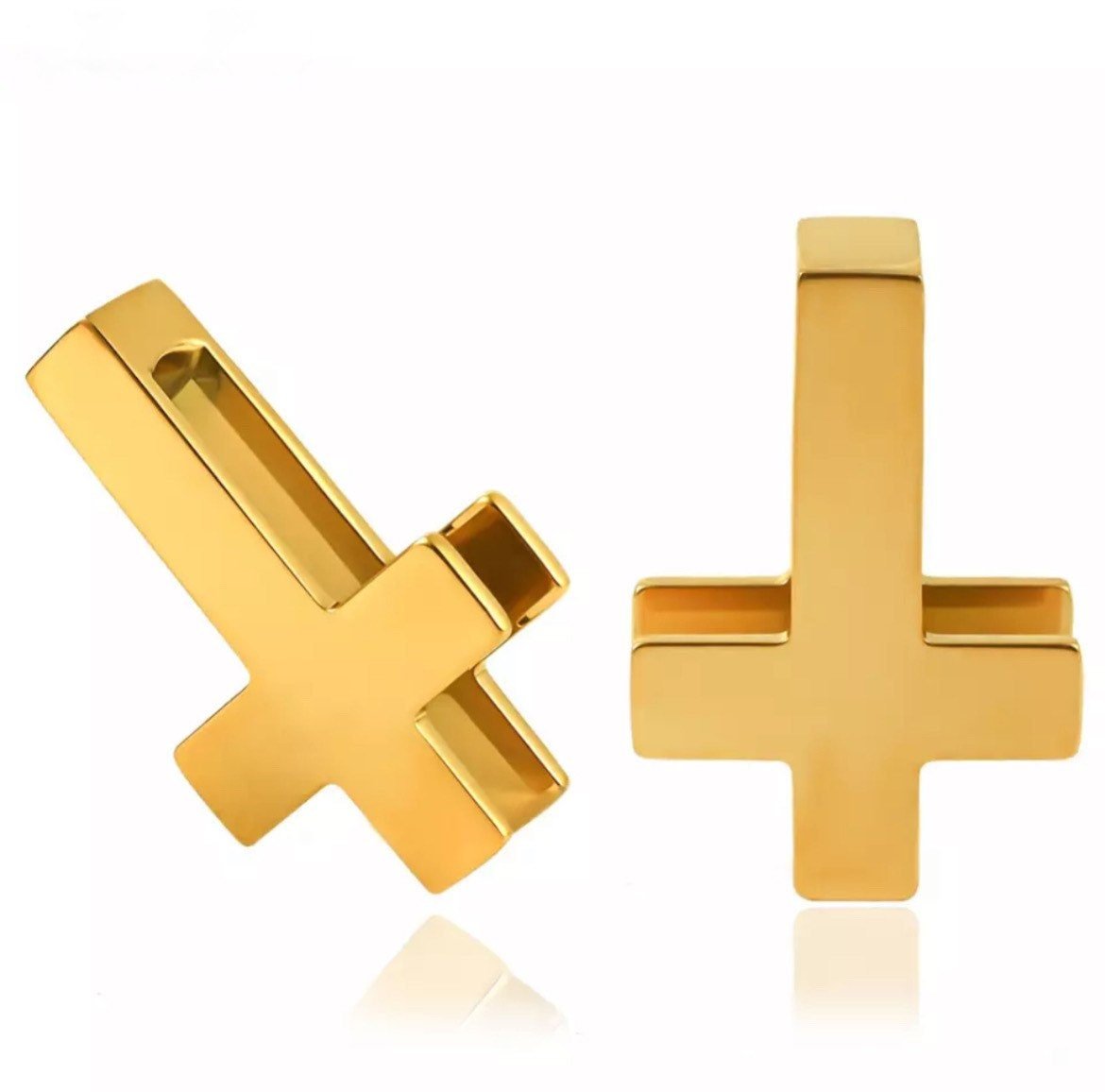 Inverted Cross Ear Weights | Crucifix Earweights | Ear Hangers | Gauges Jewelry | Stretched Ears | Alternative Jewellery | Ear Spirals - DustyJewelz