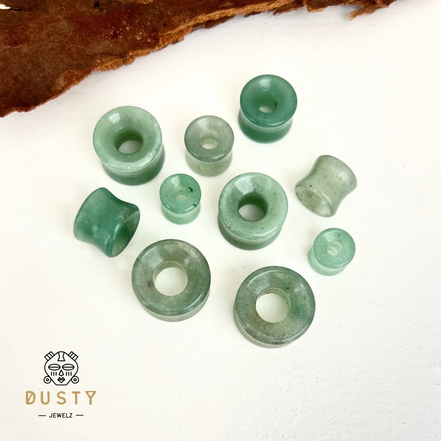 Jade Stone Tunnels | Double Flare - DustyJewelz