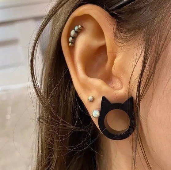 Kitty Cat Steel Tunnels | SCREW FIT Cats Plugs - DustyJewelz