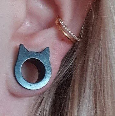 Kitty Cat Steel Tunnels | SCREW FIT Cats Plugs - DustyJewelz
