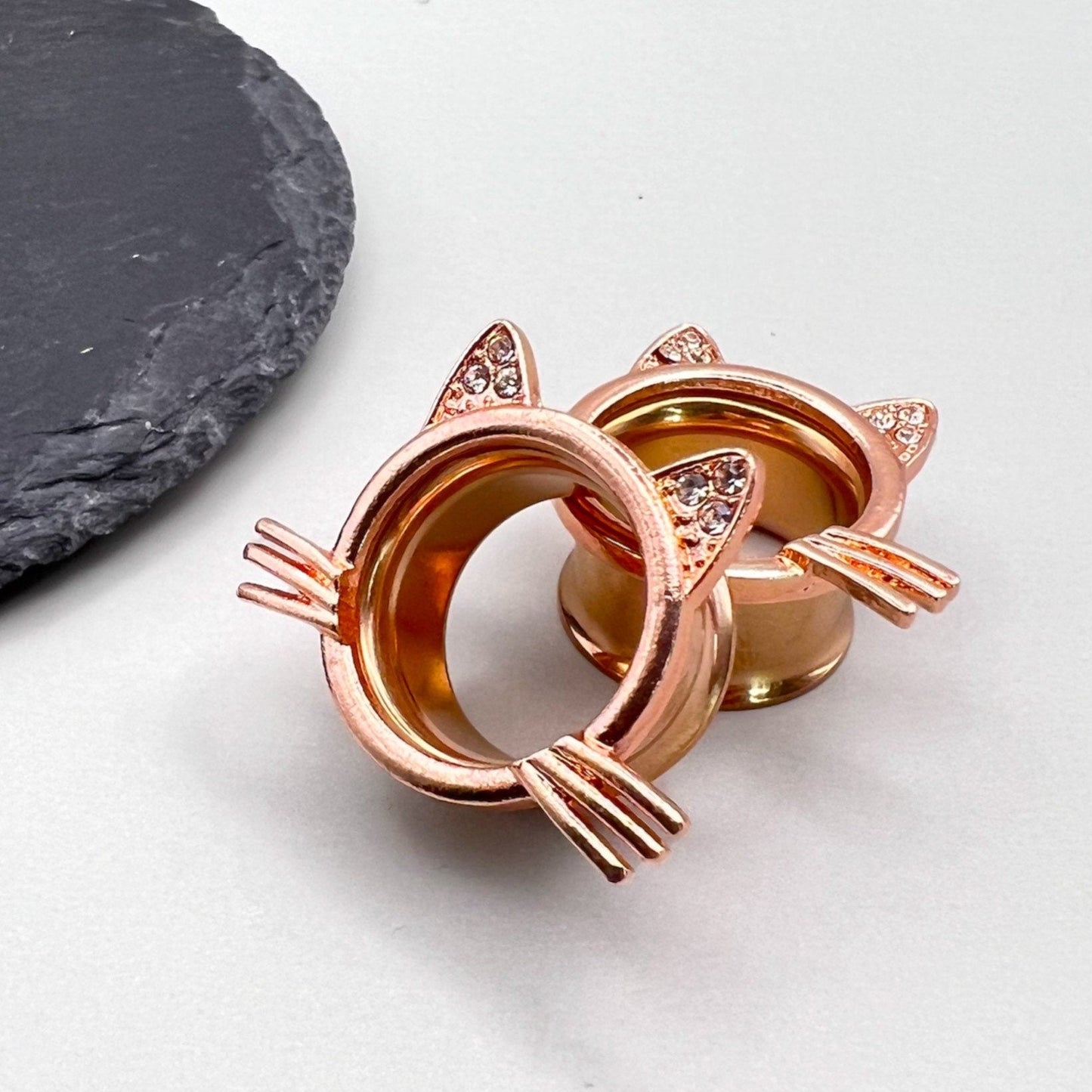 Kitty Cat Tunnels | Stainless Steel Cats Plugs - DustyJewelz