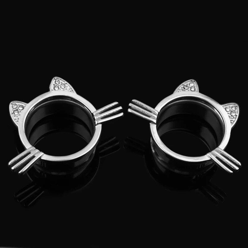 Kitty Cat Tunnels | Stainless Steel Cats Plugs - DustyJewelz