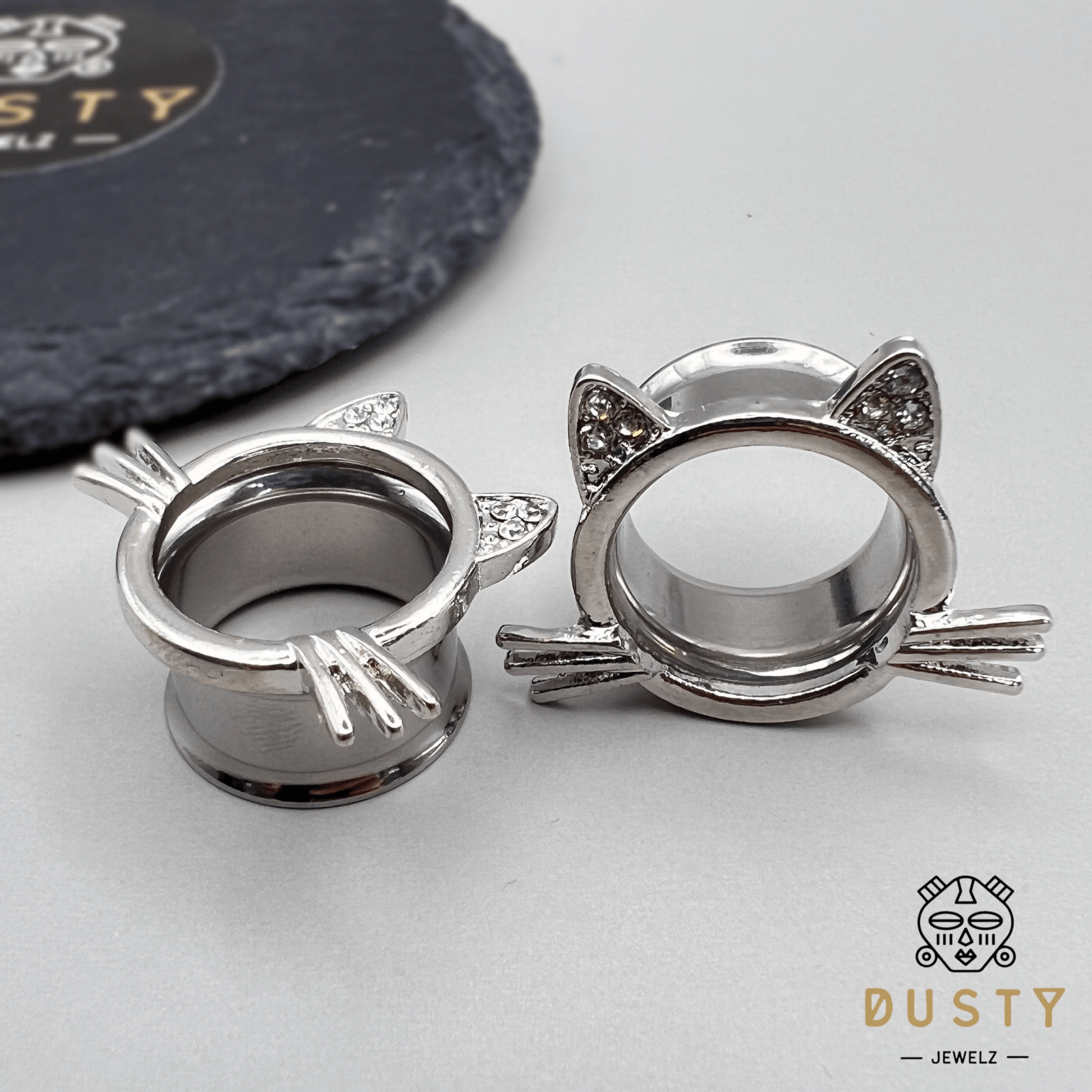 Kitty Cat Tunnels | Stainless Steel Cats Plugs - DustyJewelz