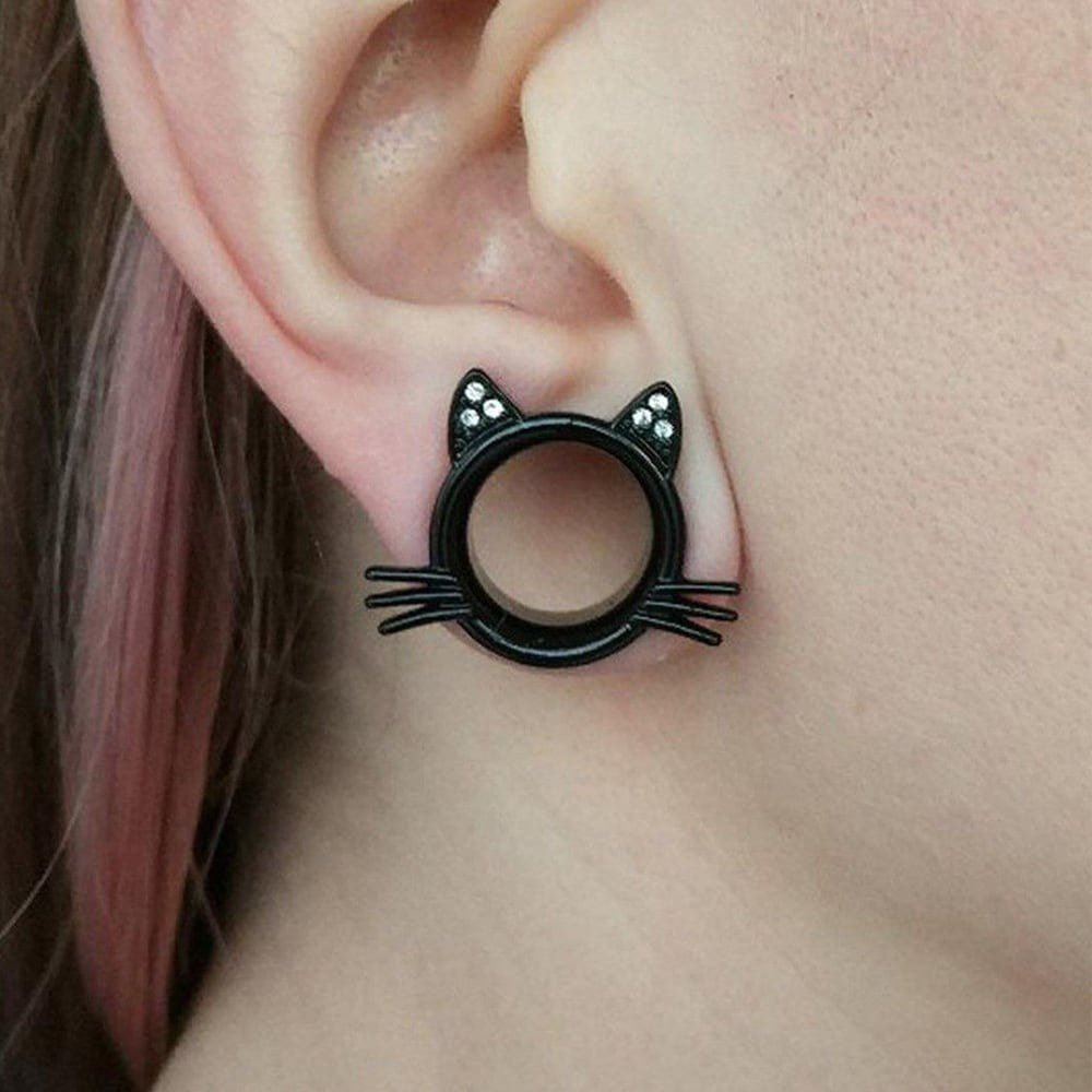 Kitty Cat Tunnels | Stainless Steel Cats Plugs - DustyJewelz