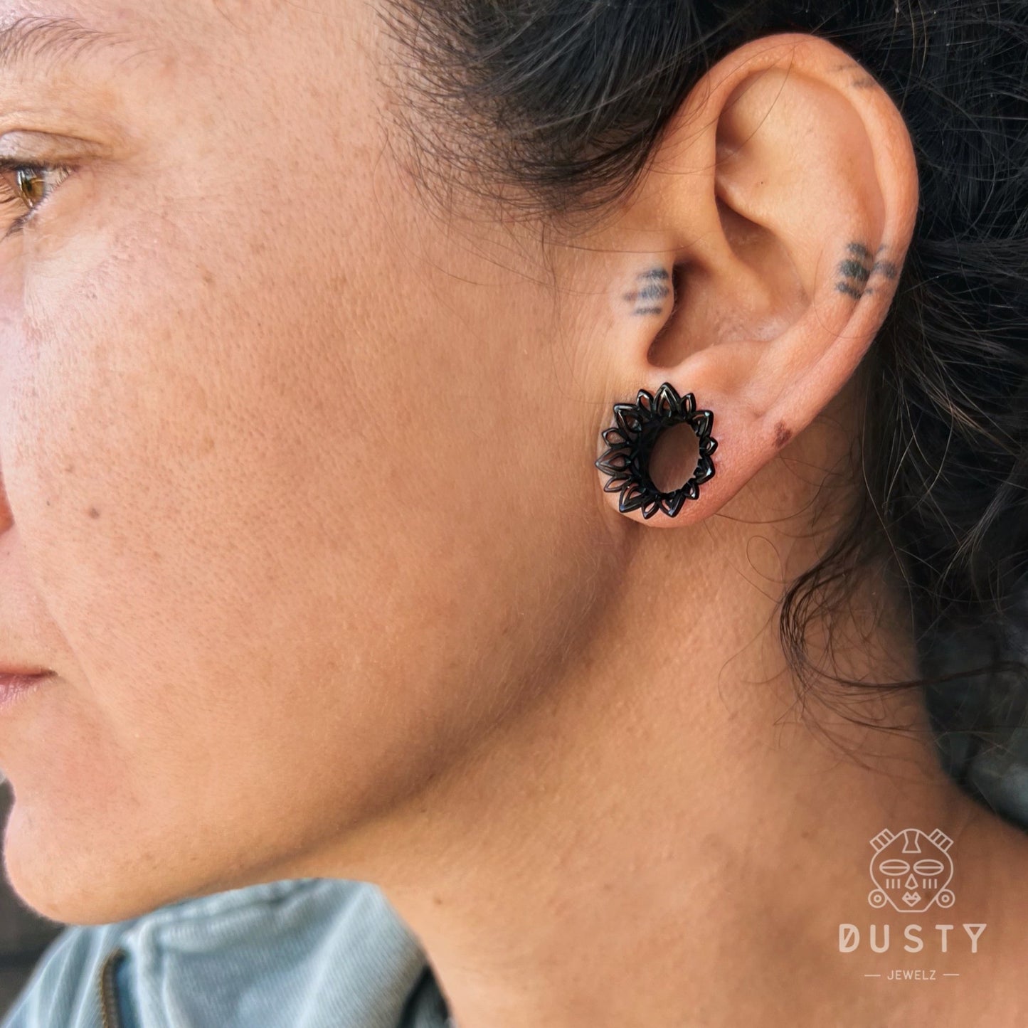 Laser Cut Double Flare Tunnels | Hollow Out Steel Plugs - DustyJewelz