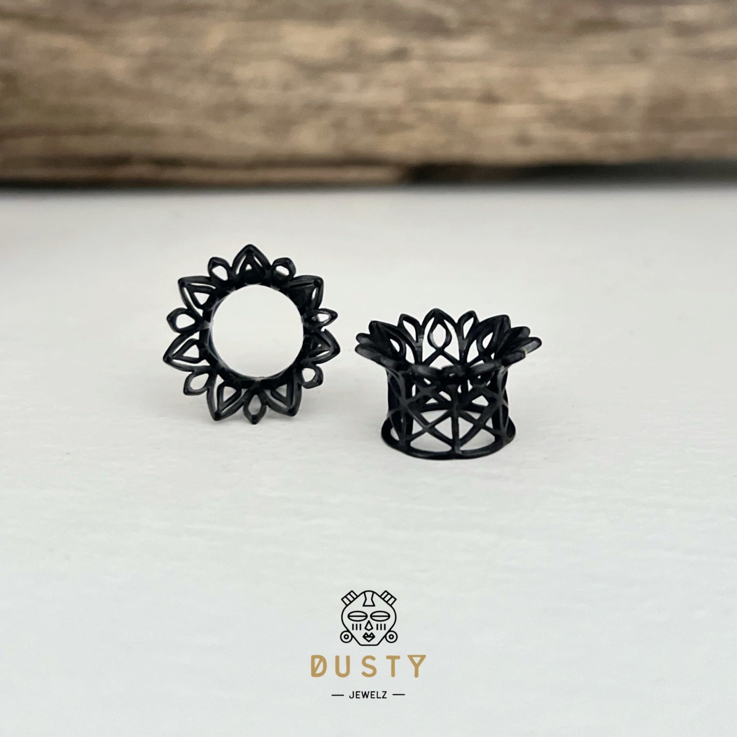 Laser Cut Double Flare Tunnels | Hollow Out Steel Plugs - DustyJewelz