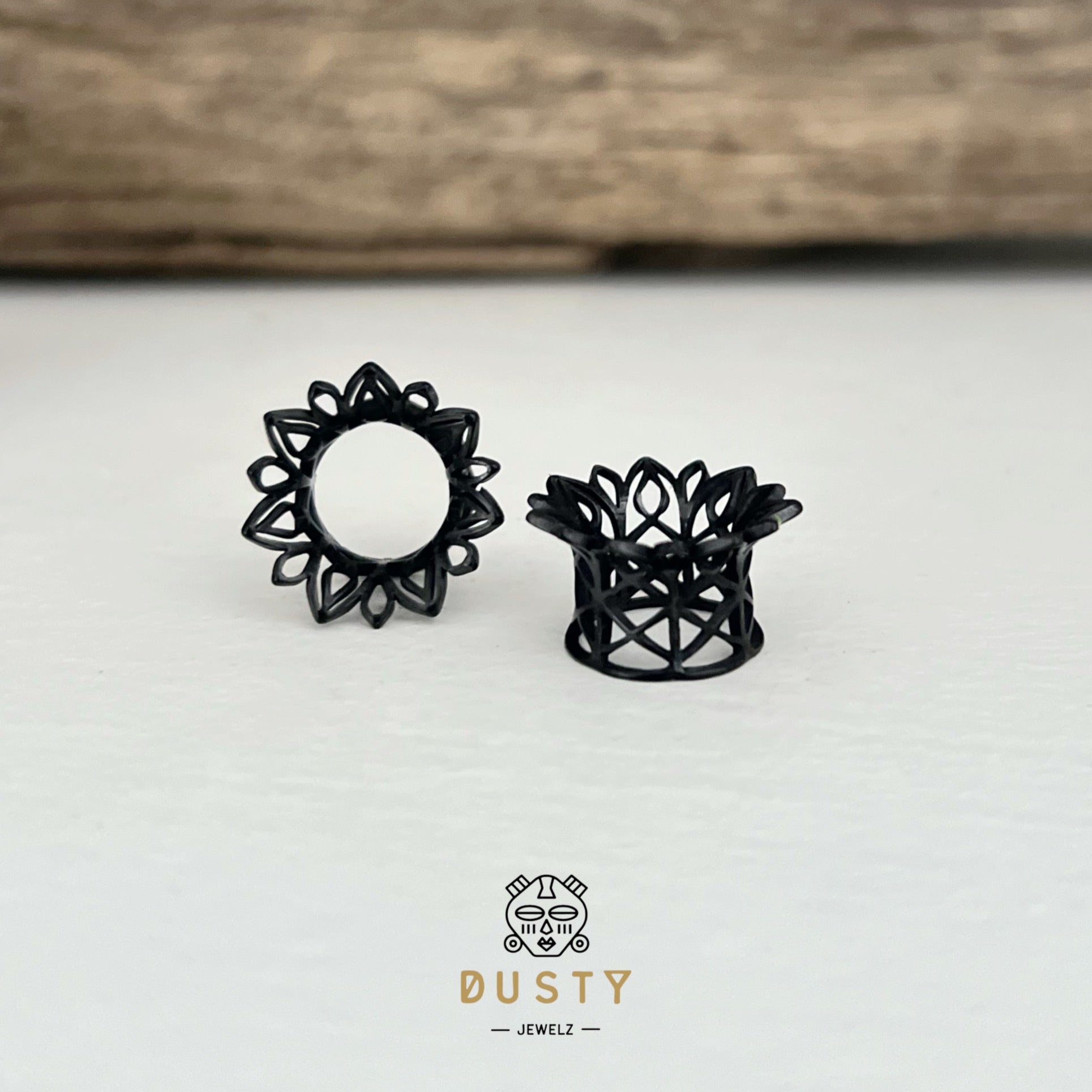 Laser Cut Double Flare Tunnels | Hollow Out Steel Plugs - DustyJewelz