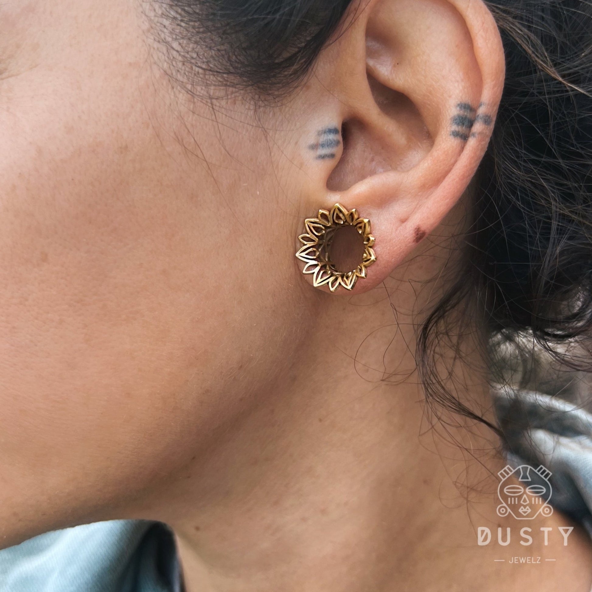 Laser Cut Double Flare Tunnels | Hollow Out Steel Plugs - DustyJewelz