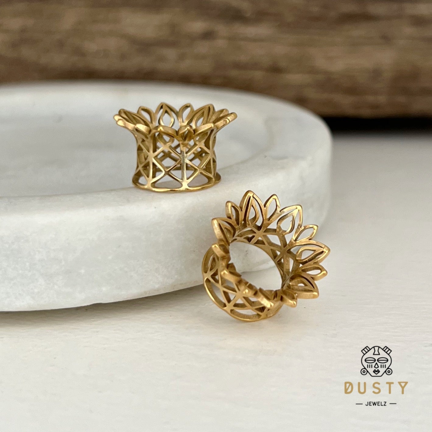 Laser Cut Double Flare Tunnels | Hollow Out Steel Plugs - DustyJewelz