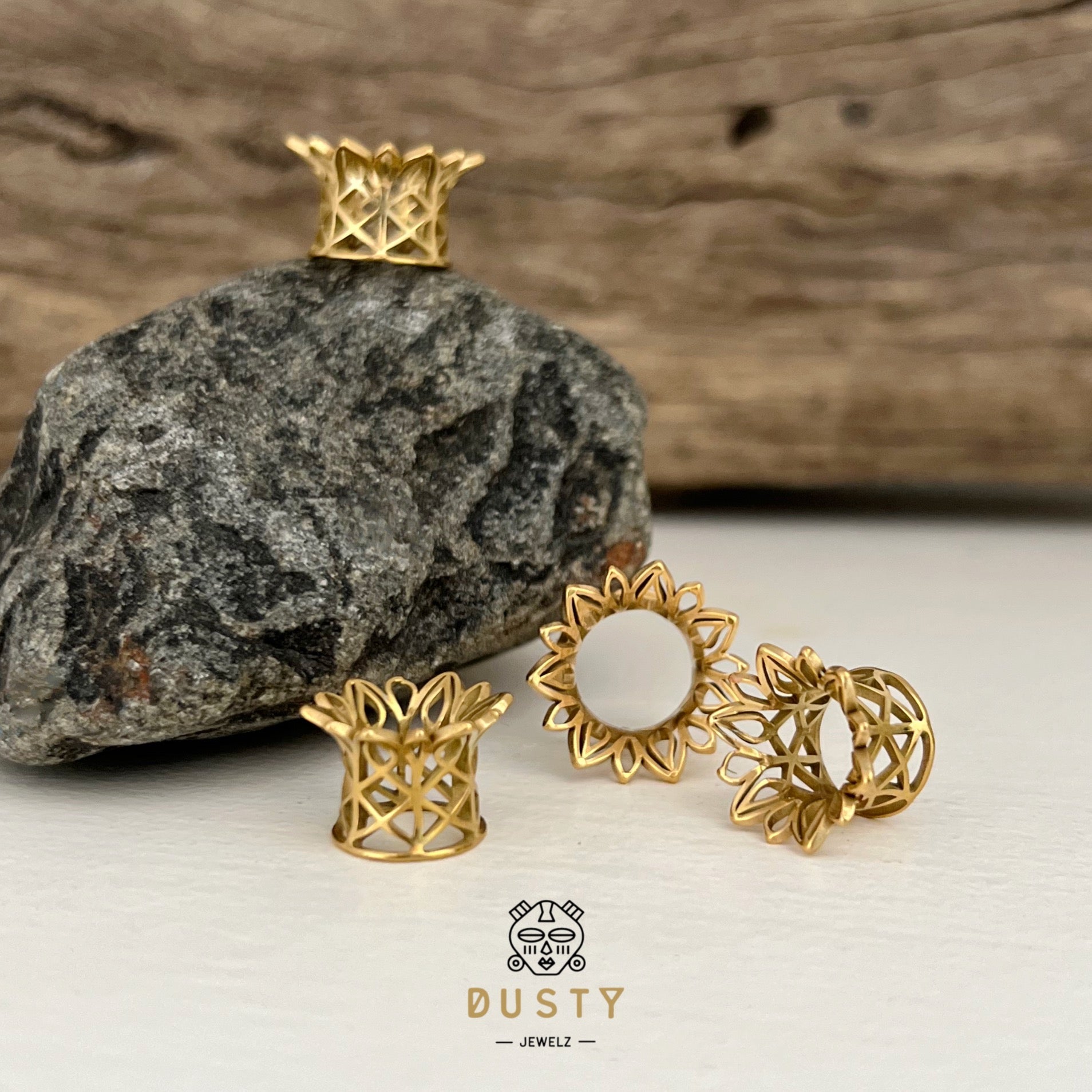 Laser Cut Double Flare Tunnels | Hollow Out Steel Plugs - DustyJewelz
