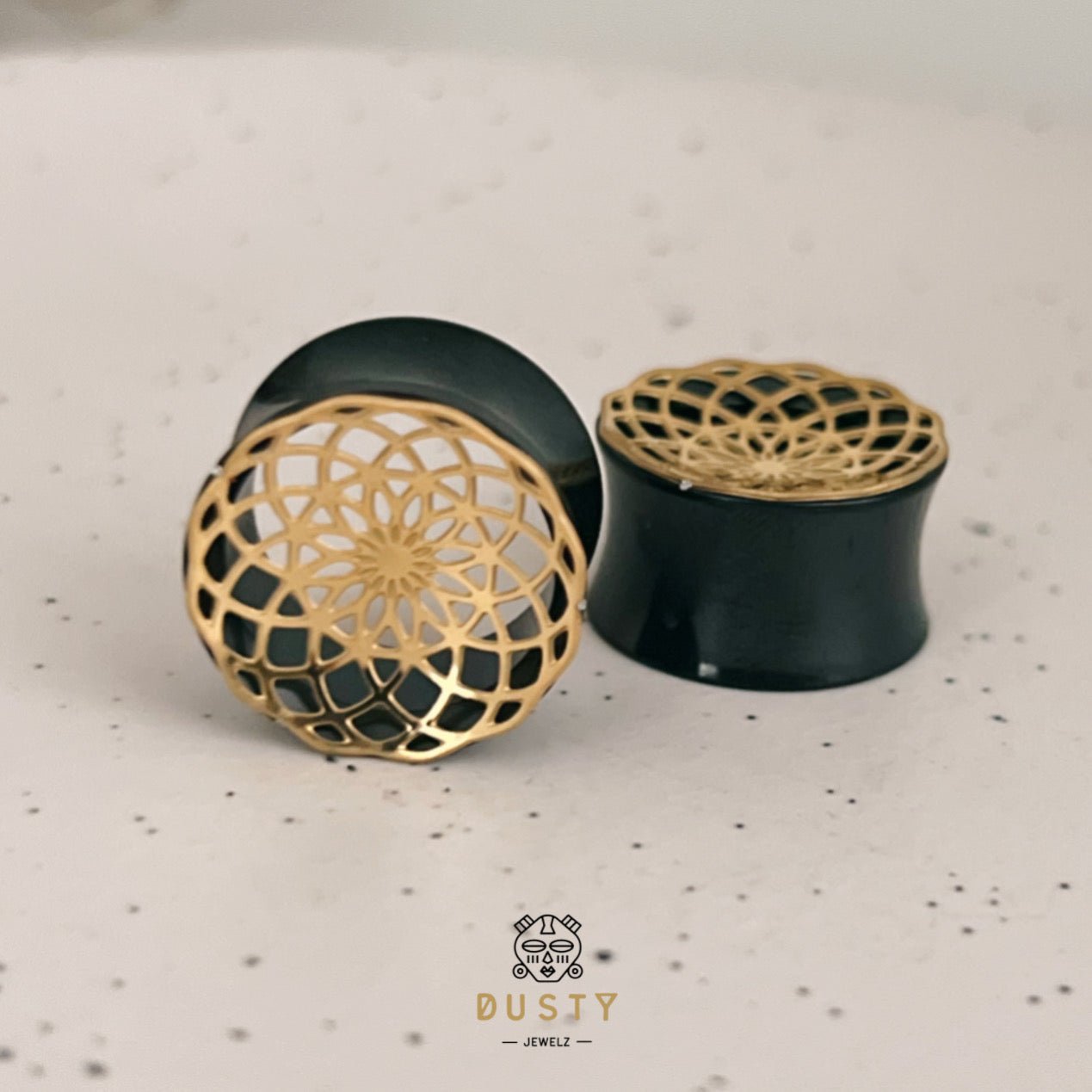 Laser Cut Mandala Plugs | Double Flare Hollow Out Steel Tunnels - DustyJewelz