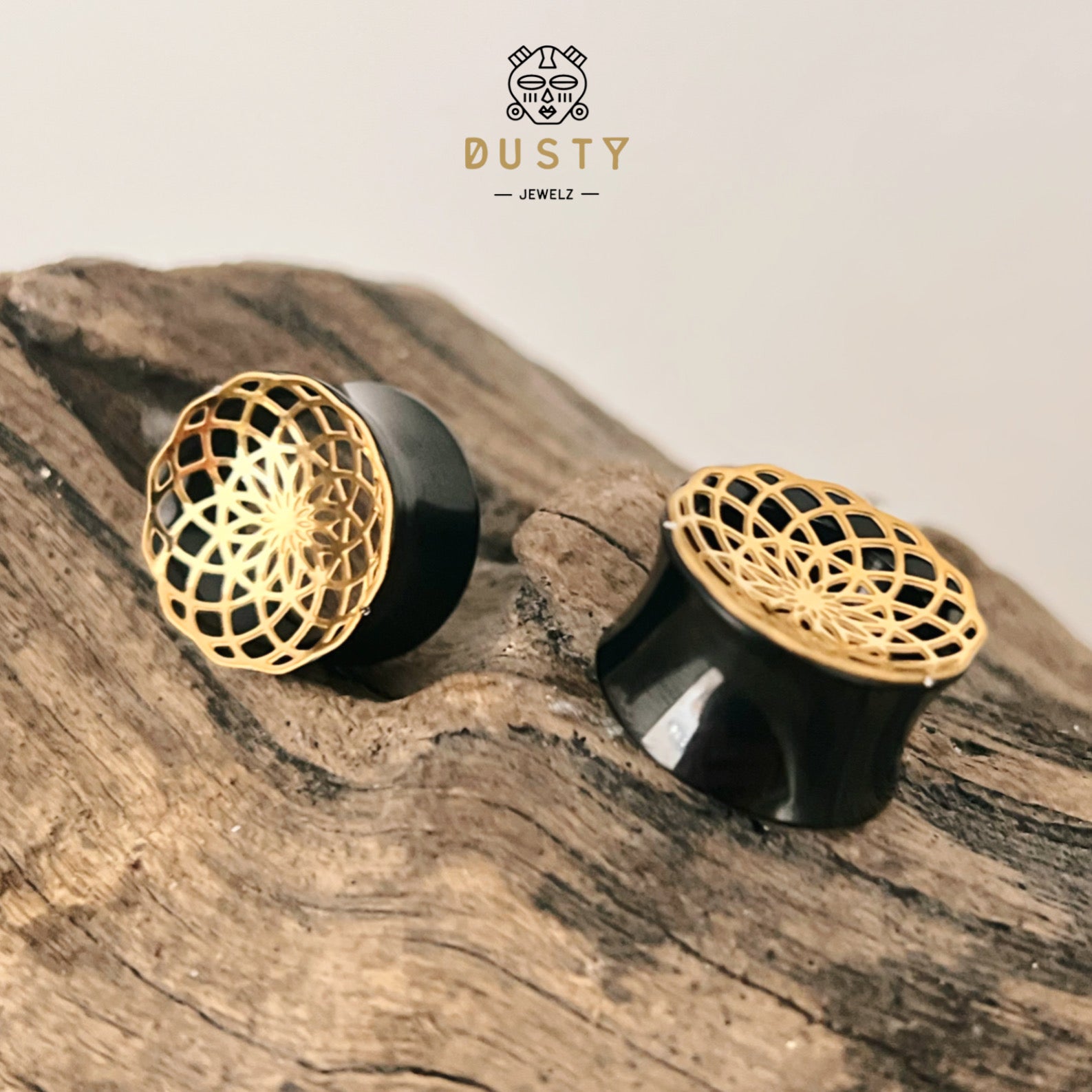 Laser Cut Mandala Plugs | Double Flare Hollow Out Steel Tunnels - DustyJewelz