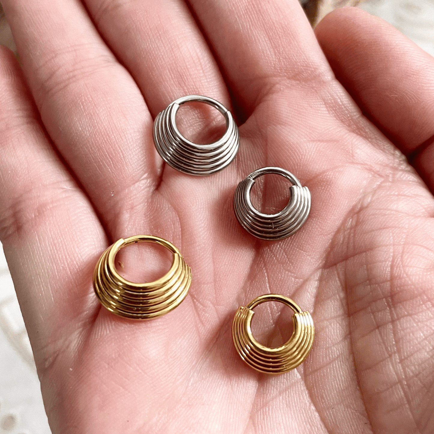 Layered Septum Ring | Five Stack Nose Clicker Ring - DustyJewelz