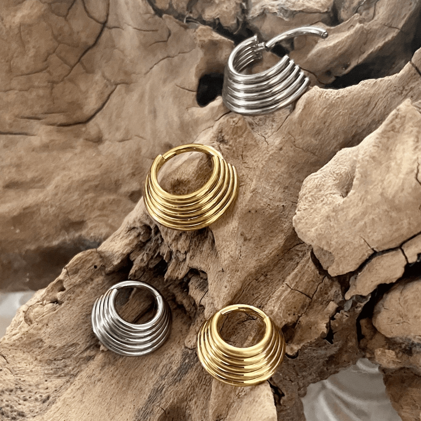 Layered Septum Ring | Five Stack Nose Clicker Ring - DustyJewelz