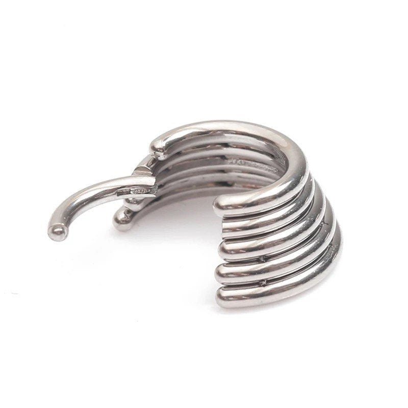 Layered Septum Ring | Five Stack Nose Clicker Ring - DustyJewelz