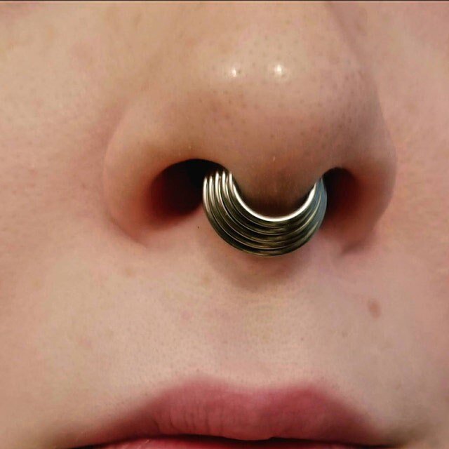 Layered Septum Ring | Five Stack Nose Clicker Ring - DustyJewelz