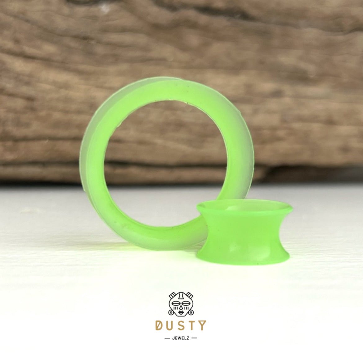 Lime Green Silicone Ear Skins | Flexible Tunnels - DustyJewelz
