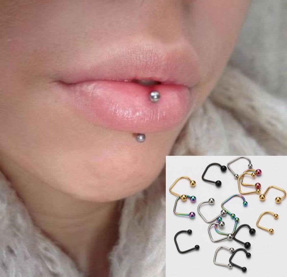 Lippy Loop Labret Ring | Lip Hugger U -Shaped Horseshoe - DustyJewelz