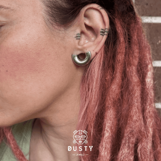 Lobe Shield Wrap Ear Saddle Spreaders | Steel Hangers - DustyJewelz