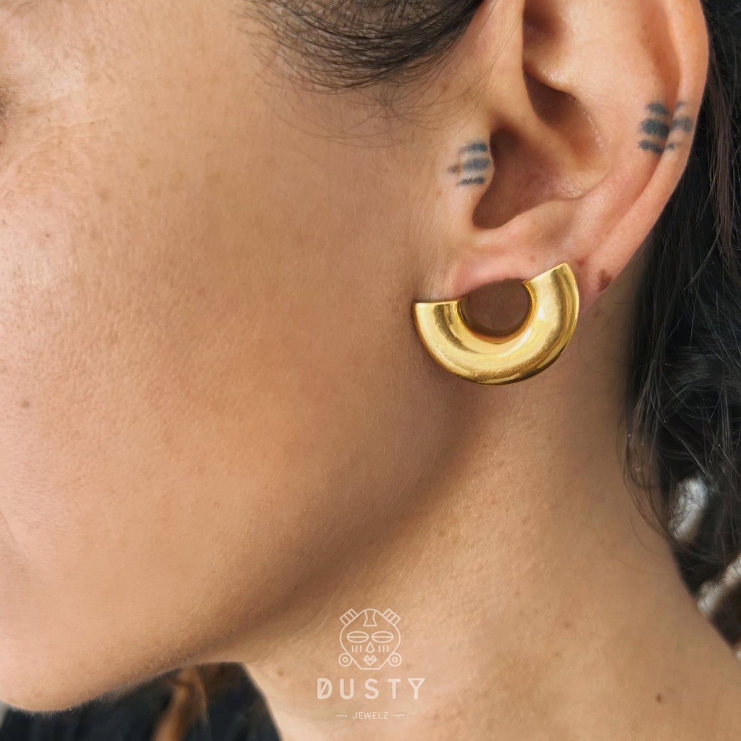 Lobe Shield Wrap Ear Saddle Spreaders | Steel Hangers - DustyJewelz